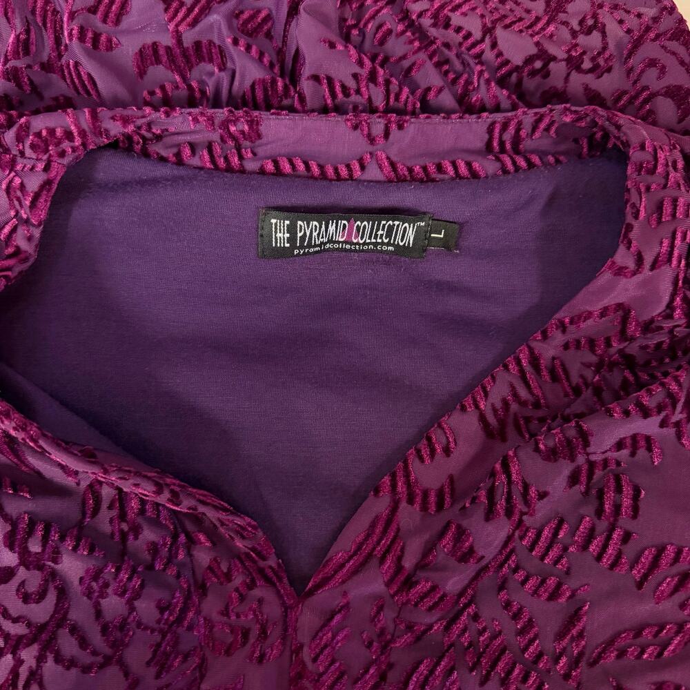 The Pyramid Collection Velvet Burnout Boho Babydoll Dress Purple Pink L - Picture 9 of 11